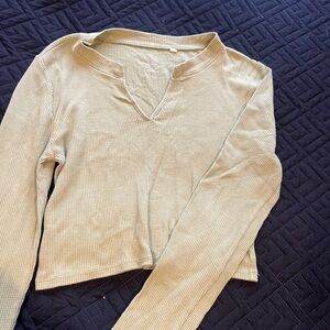 PacSun Waffle Knit Long Sleeve Top in Sage Green